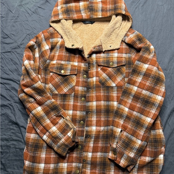 Dokotoo Jackets & Blazers - Cozy Brown Plaid Teddy Jacket with Hood